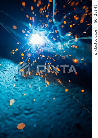 artistic welding sparks light, industrial background 80426849