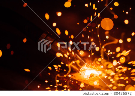 artistic welding sparks light, industrial background 80426872