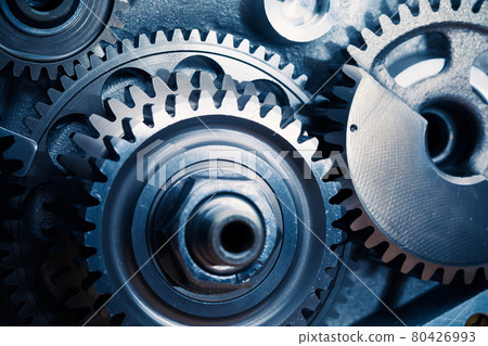 engine gears wheels, closeup view 80426993
