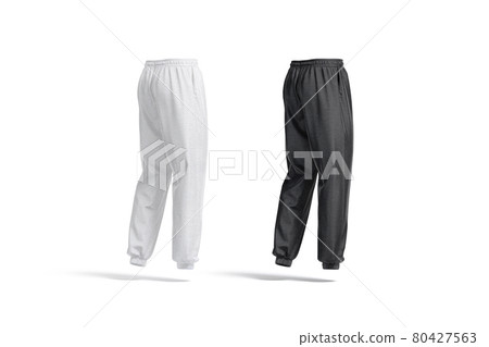 Blank black and white sport sweatpants mockup, back side view 80427563