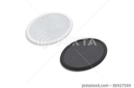 Blank black and white round embroidered patch mockup, side view Blank black and white round embroidered patch mockup, side view 80427589