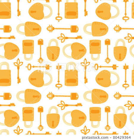 Key and lock seamless pattern isolated on white background. Key and lock seamless pattern isolated on white background. 80429364