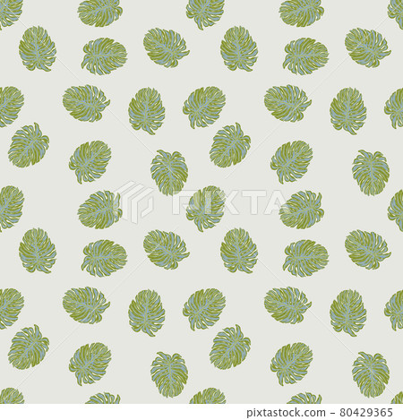 Seamless nature exotic pattern with green monstera leaves shapes. Grey pastel background. Seamless nature exotic pattern with green monstera leaves shapes. Grey pastel background. 80429365