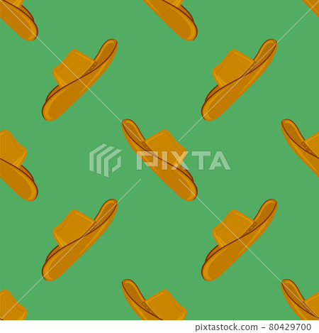 American Hat Icon Isolated on Green Background. Seamless Pattern American Hat Icon Isolated on Green Background. Seamless Pattern 80429700