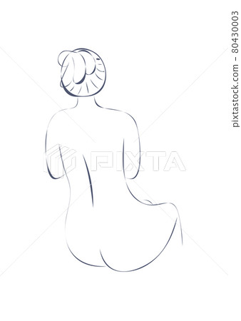 Woman silhouette, female body, body positive, cosmetic concept, black on white 80430003