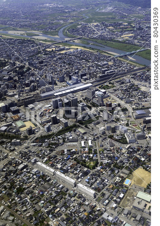 Aerial view near the north exit of Toyama Station 80430369