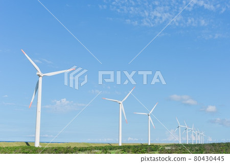 A series of windmills and blue sky (horizontal) A series of windmills and blue sky (horizontal) 80430445