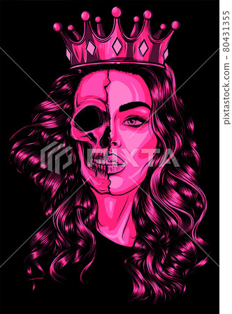 Skull girl with a crown. Vector illustration design 80431355