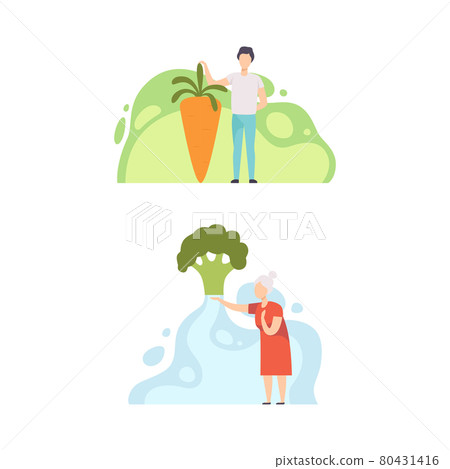 Tiny People Holding Huge Vegetables, People Harvesting Carrot and Broccoli, Healthy Diet, Eco Natural Food Concept Cartoon Vector Illustration Tiny People Holding Huge Vegetables, People Harvesting Carrot and Broccoli, Healthy Diet, Eco Natural Food Concept Cartoon Vector Illustration 80431416