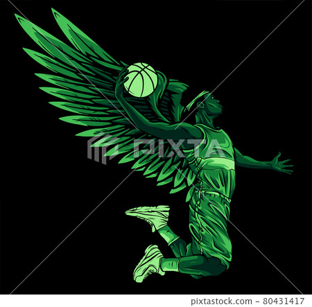Basketball player with wing and ball vector Basketball player with wing and ball vector 80431417