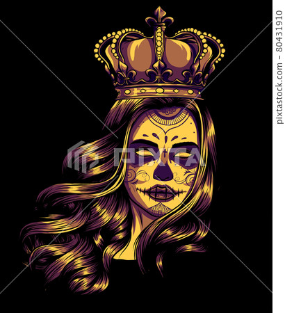 Skull girl with a crown. Vector illustration design Skull girl with a crown. Vector illustration design 80431910