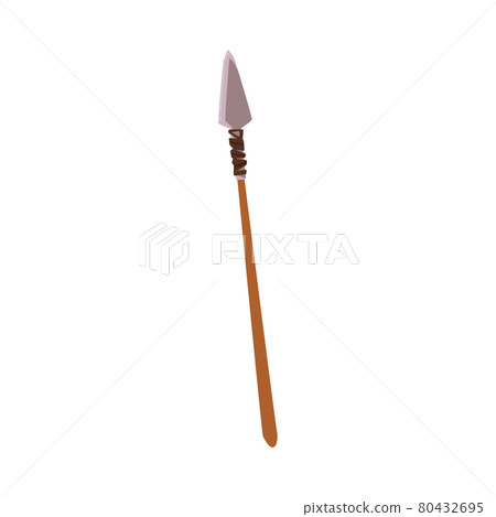 Stone age spear hunting and military weapon, flat vector illustration isolated. 80432695