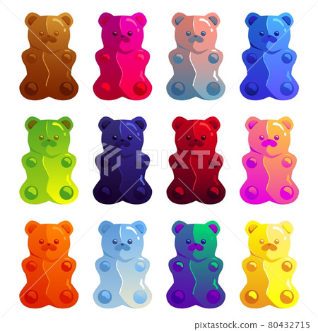 Colorful sweet jelly gummy candy in shape bears a vector illustration. 80432715