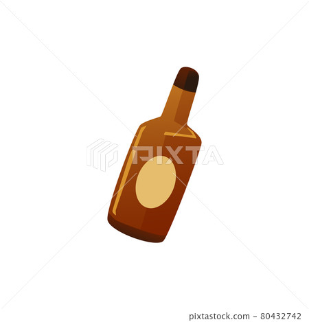 Brown bottle of alcohol drink with label, flat vector illustration isolated. Brown bottle of alcohol drink with label, flat vector illustration isolated. 80432742