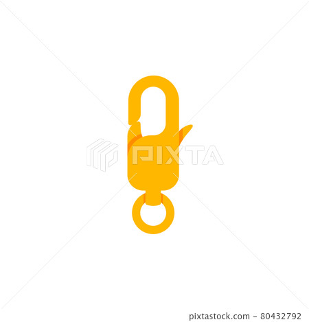 Metal yellow carabiner, safety lock for climbing equipment a vector illustration Metal yellow carabiner, safety lock for climbing equipment a vector illustration 80432792