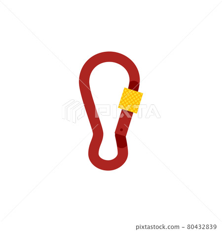 Alpinists equipment carabiner link, flat vector illustration isolated on white. Alpinists equipment carabiner link, flat vector illustration isolated on white. 80432839