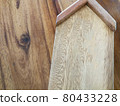Wooden home model on wood background, copy space on wood. 80433228