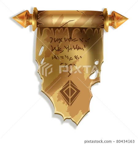 Ancient parchment scroll vector illustration, old paper roll, antique document isolated on white 80434163