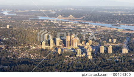 Aerial View from Airplane of Residential Homes and Buildings 80434300
