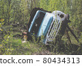 Upside-down Soviet truck. Abandoned car in Pripyat. Radiation Infected Technique 80434313