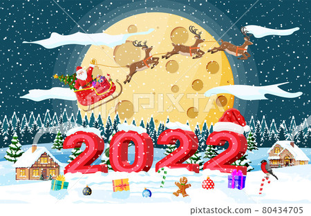 Christmas New Year Winter Landscape Christmas New Year Winter Landscape 80434705