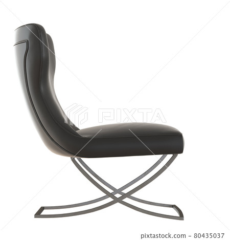 Black leather armchair on an isolated background. Side view. 3d rendering Black leather armchair on an isolated background. Side view. 3d rendering 80435037