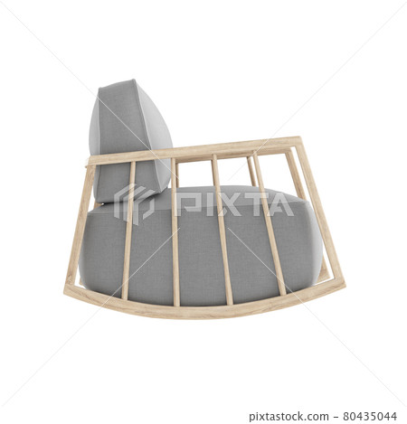 Gray soft rocking chair made of fabric on an isolated background side view. 3d rendering 80435044