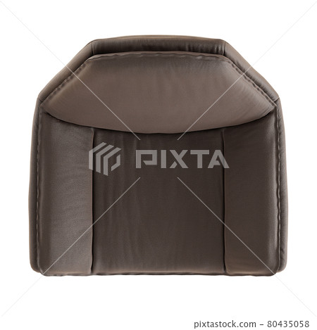 Brown leather armchair top view on an isolated background. 3d rendering 80435058