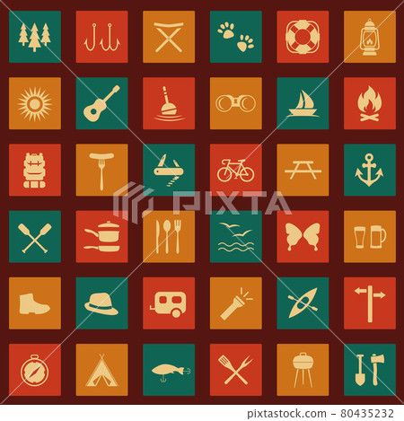set camping icons set camping icons 80435232