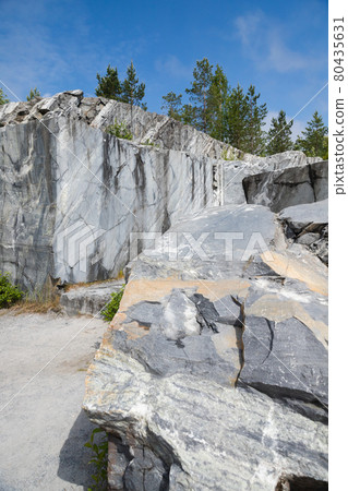 Former marble quarry view on a daytime 80435631