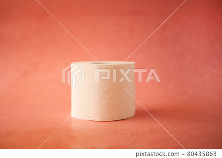 Soft, white toilet paper roll on pink pastel bright background. Hygiene concept. Empty place for text, object or logo. Soft, white toilet paper roll on pink pastel bright background. Hygiene concept. Empty place for text, object or logo. 80435863
