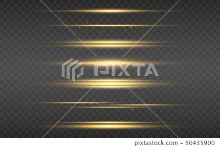 Glow lines set. Gold light effect on...-插圖素材 [80435900] - PIXTA圖庫
