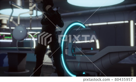 futuristic woman in sci fi laboratory futuristic woman in sci fi laboratory 80435957