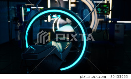 futuristic sci fi MRI Scanner medical equipments in hospital futuristic sci fi MRI Scanner medical equipments in hospital 80435963