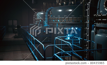 futuristic cyberpunk power plant thermonuclear or nuclear reactor 80435965