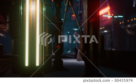 futuristic street with neon glow at night futuristic street with neon glow at night 80435974