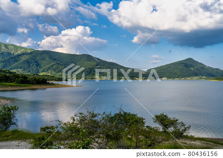 Lake of Campotosto in Abruzzo, Italy, province of L'Aquila Lake of Campotosto in Abruzzo, Italy, province of L'Aquila 80436156