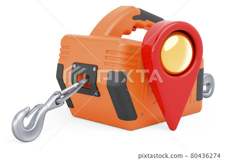 Map pointer with electric winch, 3D rendering Map pointer with electric winch, 3D rendering 80436274