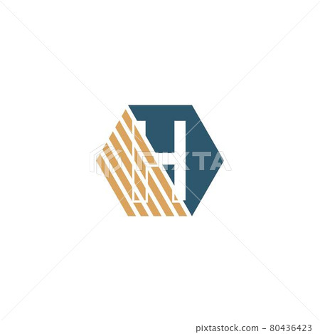 Letter H behind the hexagon with strip design 80436423