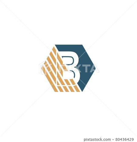 Letter B behind the hexagon with strip design Letter B behind the hexagon with strip design 80436429