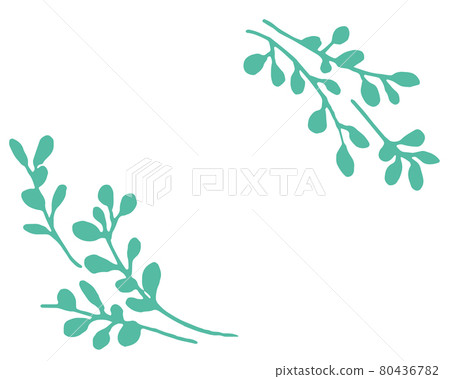 手寫觸摸植被插圖。綠色植被的插圖框架。 80436782