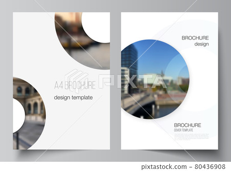 Vector layout of A4 cover mockups templates for brochure, flyer layout, booklet, cover design, book design, brochure cover. Background template with rounds, circles for IT, technology. Minimal style. 80436908