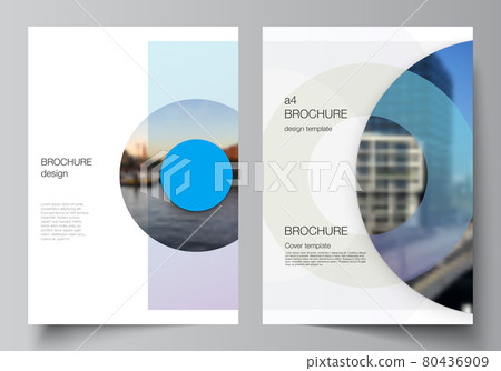 Vector layout of A4 cover mockups templates for brochure, flyer layout, booklet, cover design, book design, brochure cover. Background template with rounds, circles for IT, technology. Minimal style. Vector layout of A4 cover mockups templates for brochure, flyer layout, booklet, cover design, book design, brochure cover. Background template with rounds, circles for IT, technology. Minimal style. 80436909