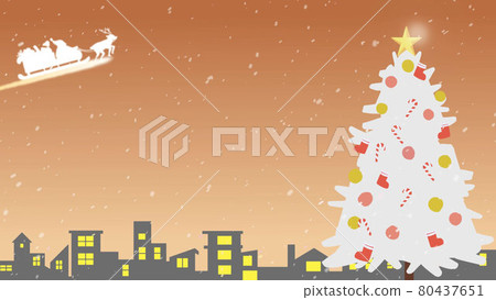 Christmas white fir tree Santa snow evening Christmas white fir tree Santa snow evening 80437651