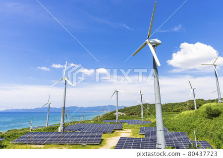 SDGs7 clean energy solar power generation and wind power generation SDGs7 clean energy solar power generation and wind power generation 80437723