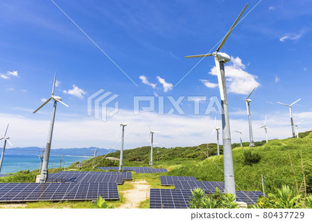 SDGs7 clean energy solar power generation and wind power generation 80437729