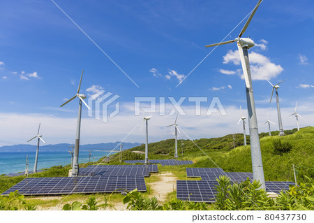 SDGs7 clean energy solar power generation and wind power generation 80437730