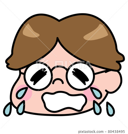 男性面部表情，哭泣的男孩，年輕的眼鏡，插圖素材 80438495