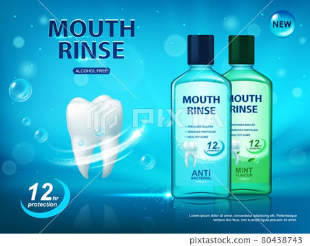 Mouth rinse, dental hygiene poster, vector ad Mouth rinse, dental hygiene poster, vector ad 80438743