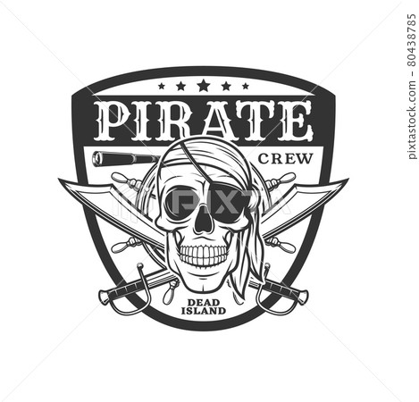 Pirate icon skull and crossed sabers vector emblem 80438785